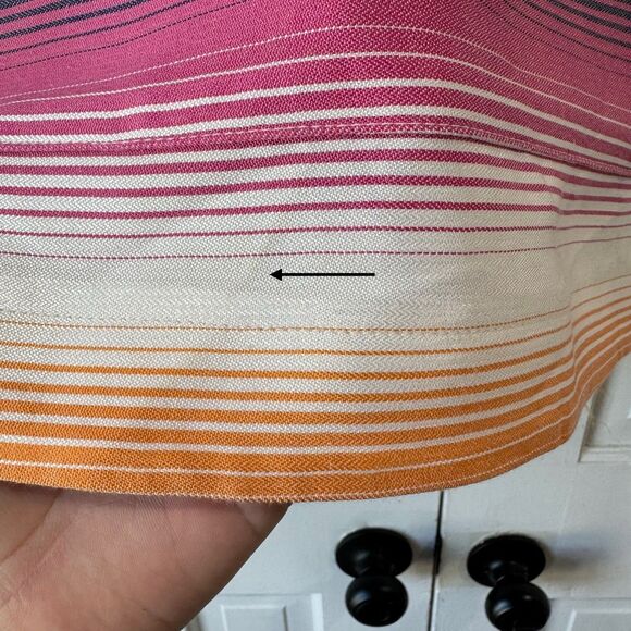 Trina Turk Striped Hoodie Top Kangaroo Pocket Roll Tab Beach Resort Oversized XS - Picture 7 of 14